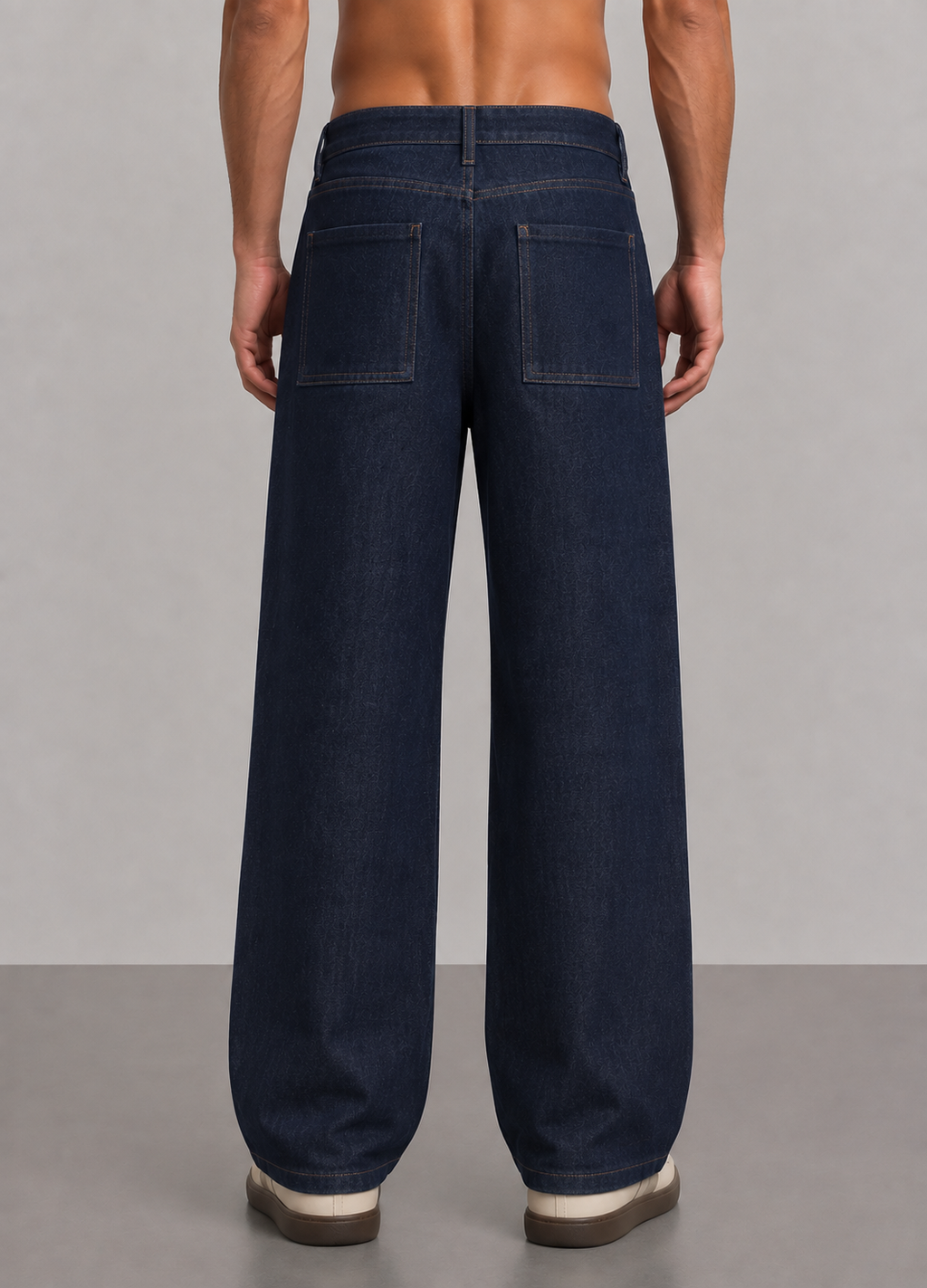 Pleated Raw Denim Pants