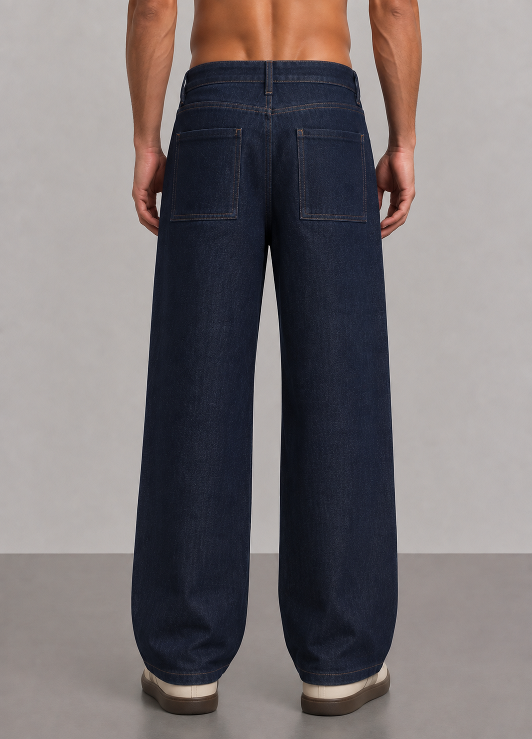 Pleated Raw Denim Pants