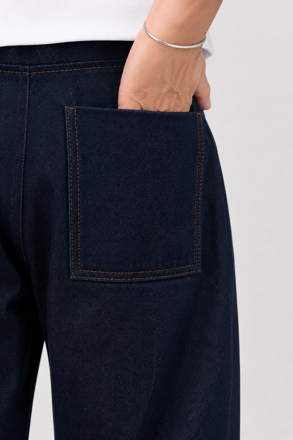 Pleated Raw Denim Pants